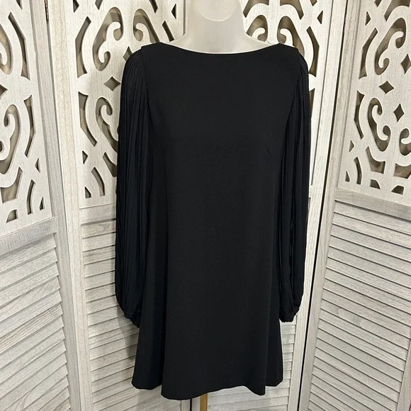 White House Black Market Black Pleated-Sleeve Midi Dress size 4 - Picture 2 of 6